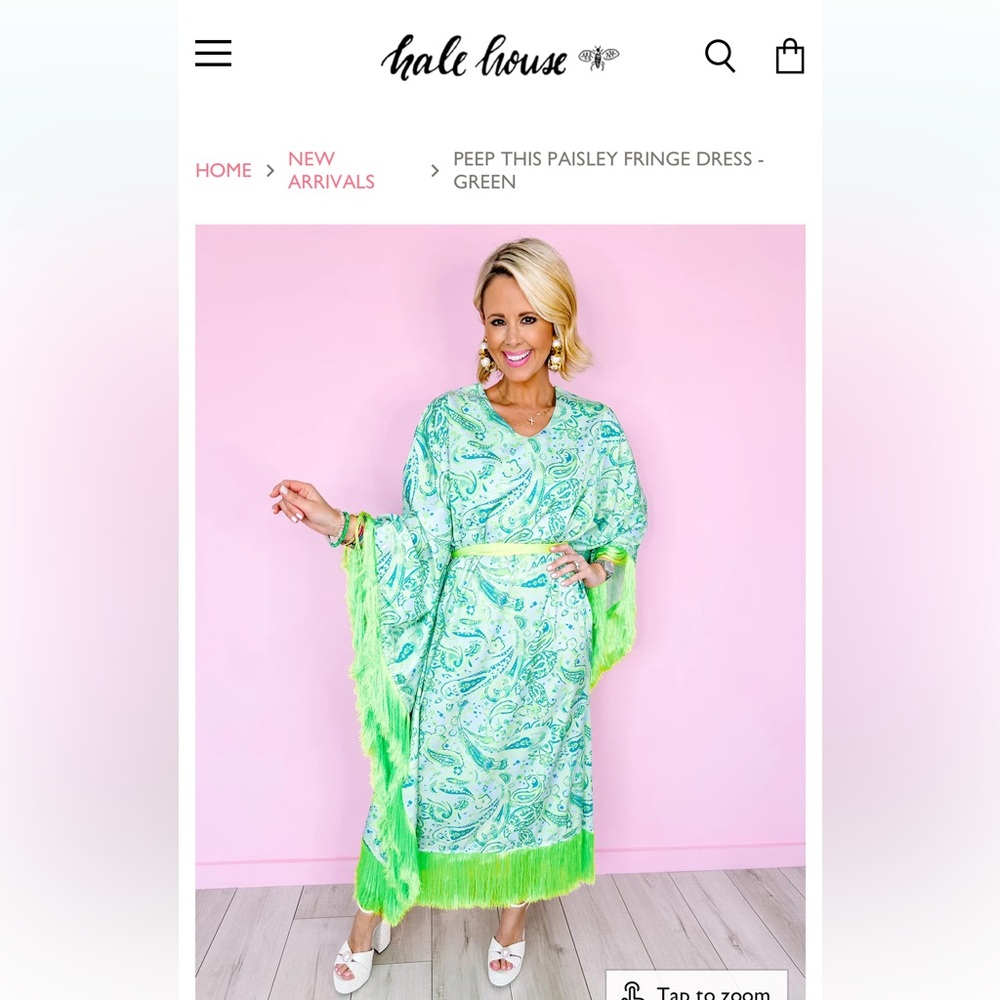 Hale House green paisley fringe dress